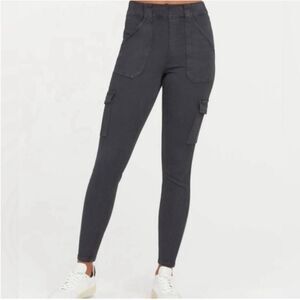 Spanx Stretch Twill Ankle Cargo Pocket Pants Dark Gray Grey Size Small Petite